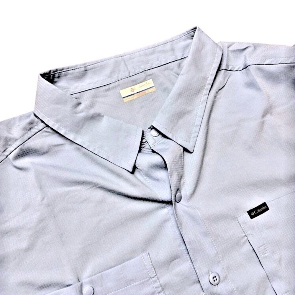 Columbia Men Blue 3X Omni-Shade Broad Spectrum Button Up Short Sleeve Shirt NWT